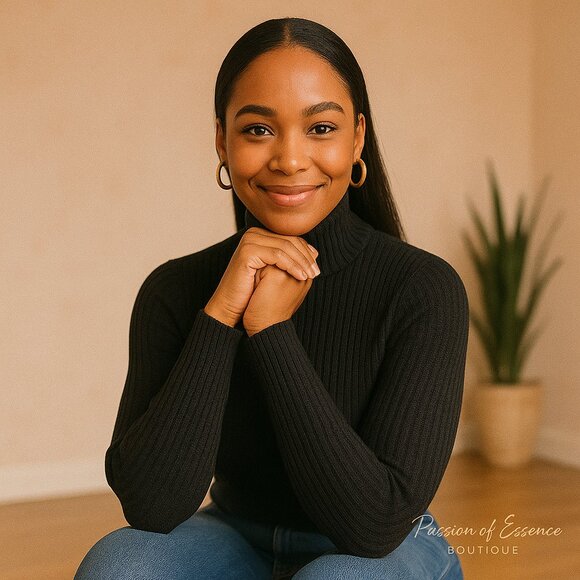 1X Black Ribbed Turtleneck Top | Cozy Knit Tunic | Plus Size Winter Essential - Picture 1 of 5